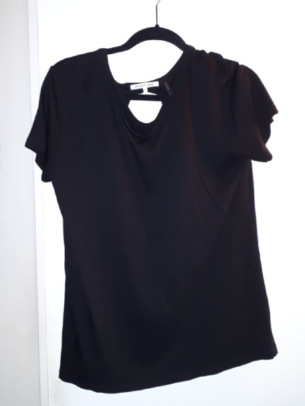 Helmut Lang Black Short Sleeve Top with Open Back M